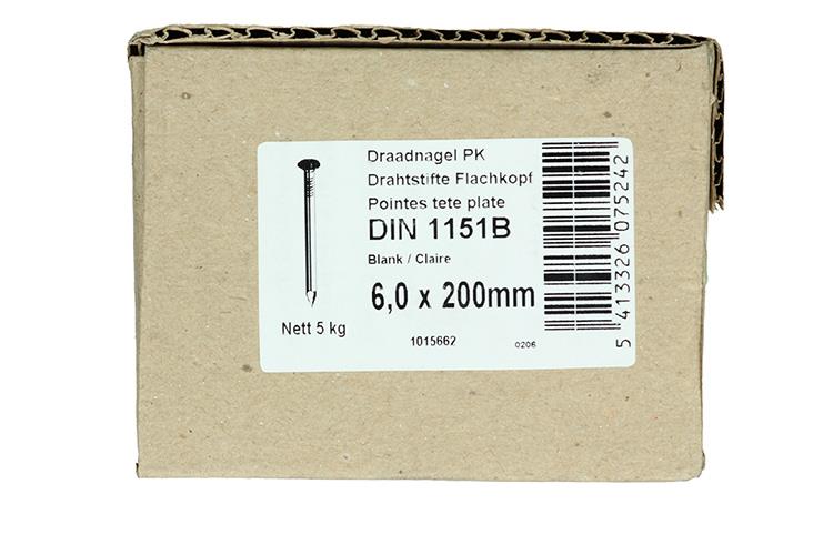 1015662 - carton 5 kg. clous tête plate 6,5x200 mm | 2 pièces
