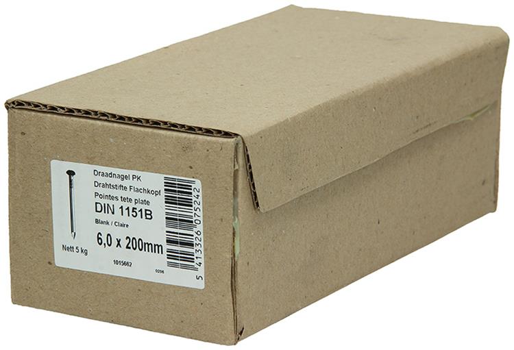 1015662 - carton 5 kg. clous tête plate 6,5x200 mm | 2 pièces