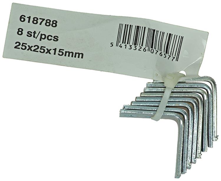 1014297 - 8 carrés pliés galvanisés 25x25x15mm | 10 pièces