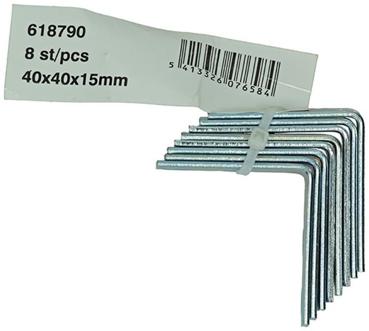 1014298 - 8 carrés pliés galvanisés 40x40x15mm | 10 pièces