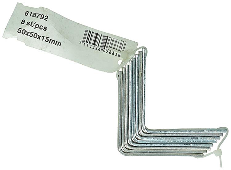 1014299 - 8 carrés pliés galvanisés 50x50x15mm | 10 pièces