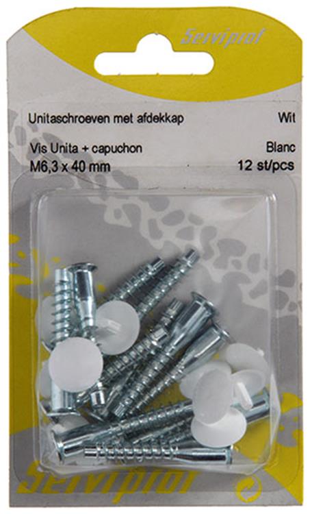 Mack 1013704 - 12 vis unitaires avec capuchon blanc m 6,3 x 40 mm | 10 pièces