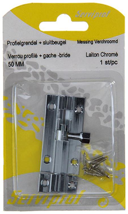 Mack 1013684 - 1 loquet coulissant en laiton chromé a 50 - b 16 mm | 5 pièces