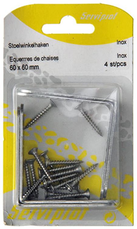 Mack 1013775 - 4 crochets pour chaise inox 60x60mm | 10 pièces