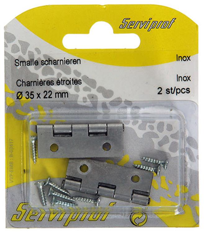 Mack 1013708 - 2 charnières étroites inox h 35 x l 22 mm | 5 pièces