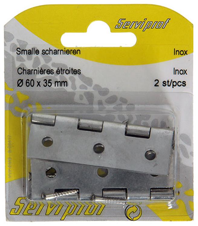 Mack 1013711 - 2 charnières étroites inox h 60 x l 35 mm | 5 pièces