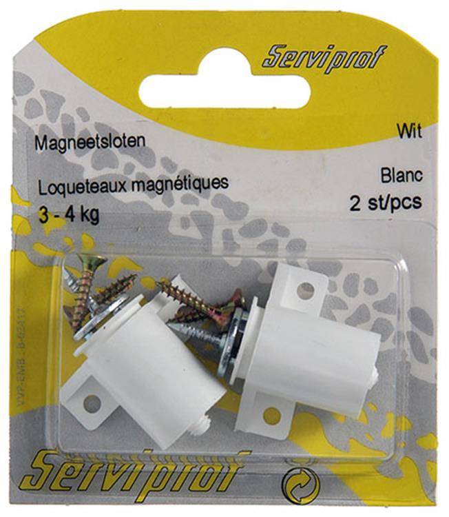 Mack 1013834 - 2 serrures magnétiques blanc 3 - 4 kg | 5 pièces