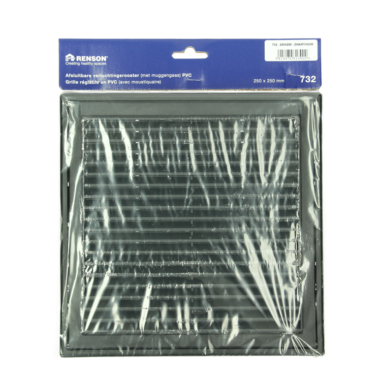 Renson 1069264 - grille orientable en saillie PVC 732 (250x250) str 9005 (noir) | 2 pièces
