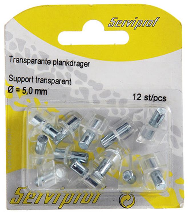 Mack 1014490 - 12 supports d'étagère transparents ø 5 mm | 5 pièces