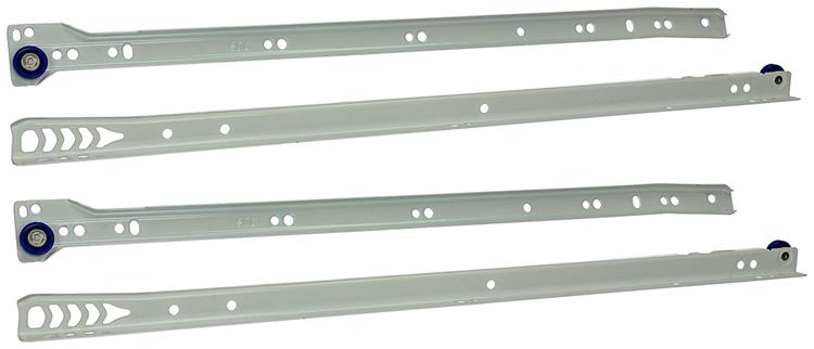 1013691 - paire de guides de tiroir roulants blanc 25kg 50cm | 5 pièces