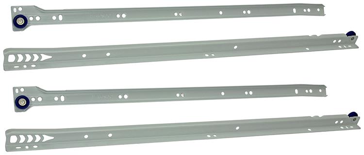 1013692 - paire de guides de tiroir roulants blanc 25kg 55cm | 5 pièces