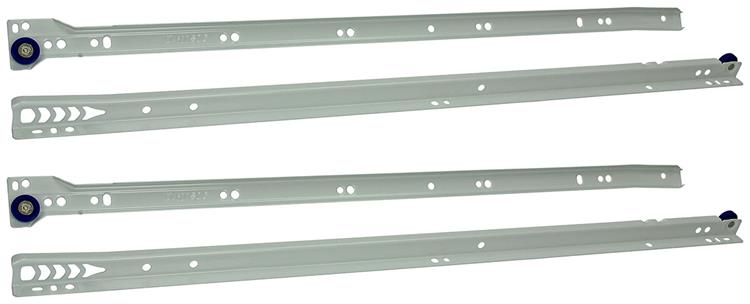 1013693 - paire de guides de tiroir roulants blanc 25kg 60cm | 5 pièces