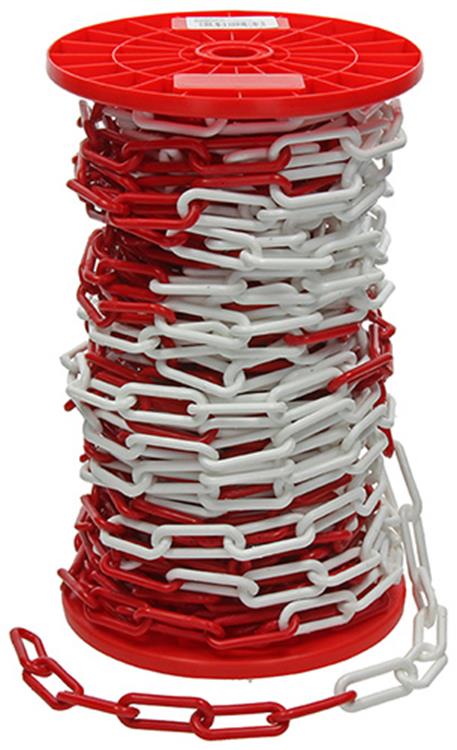 1013674 - chaîne plastique rouge blanc ø 6mm l 40mm 30m | 30 pièces