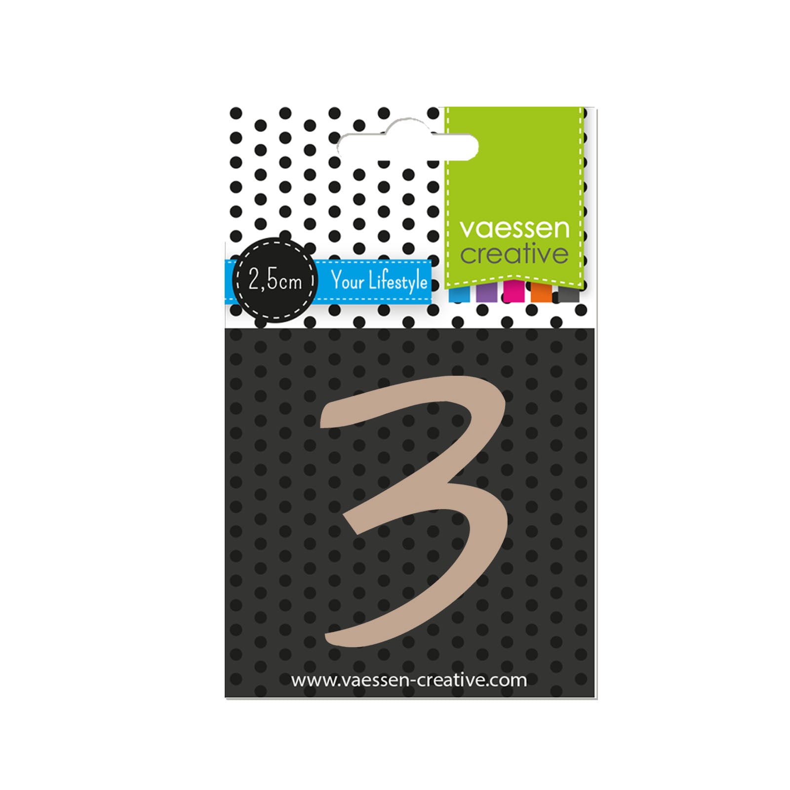 Vaessen creative • chiffre en bois 3 2.5cmx3mm