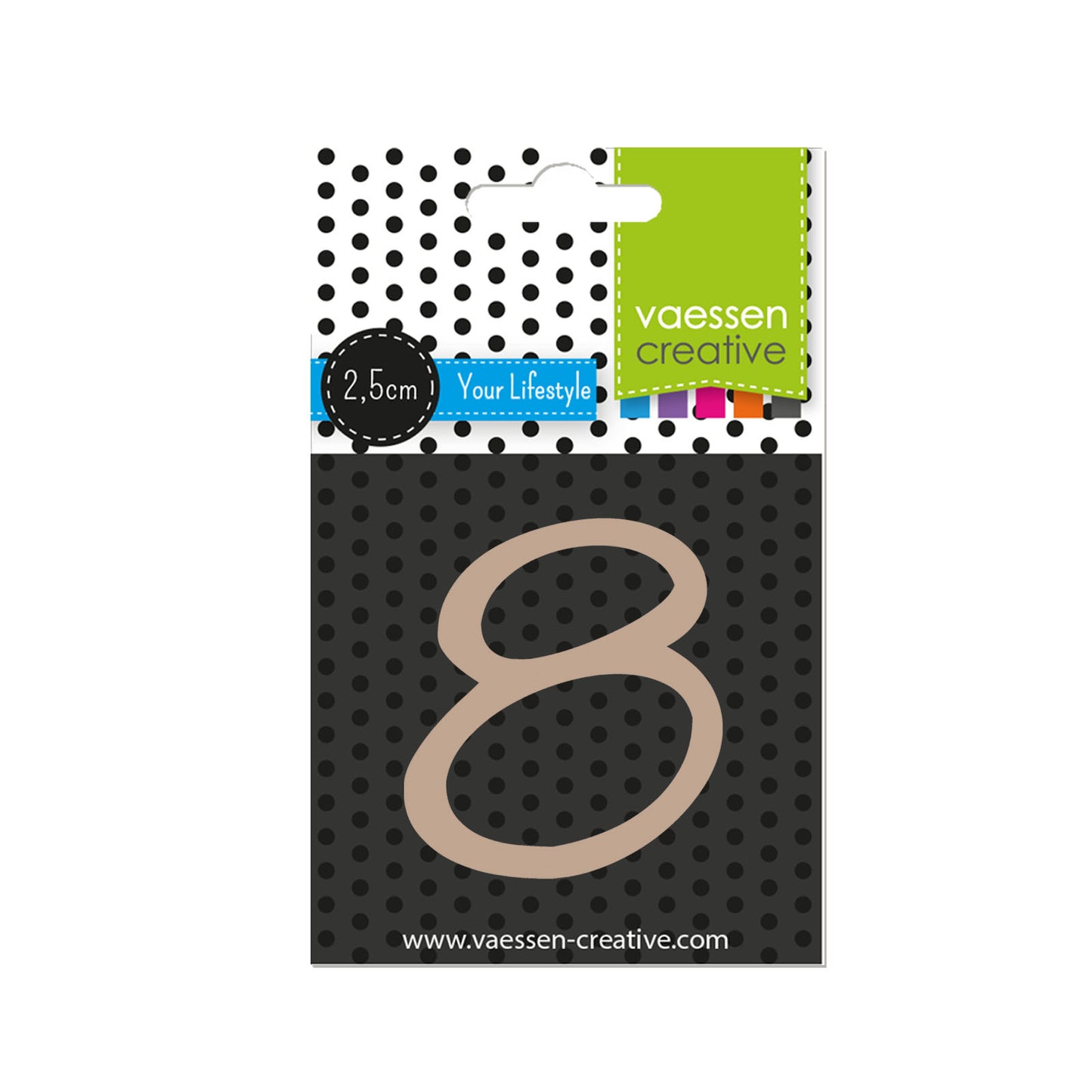 Vaessen creative • chiffre en bois 8 2.5cmx3mm