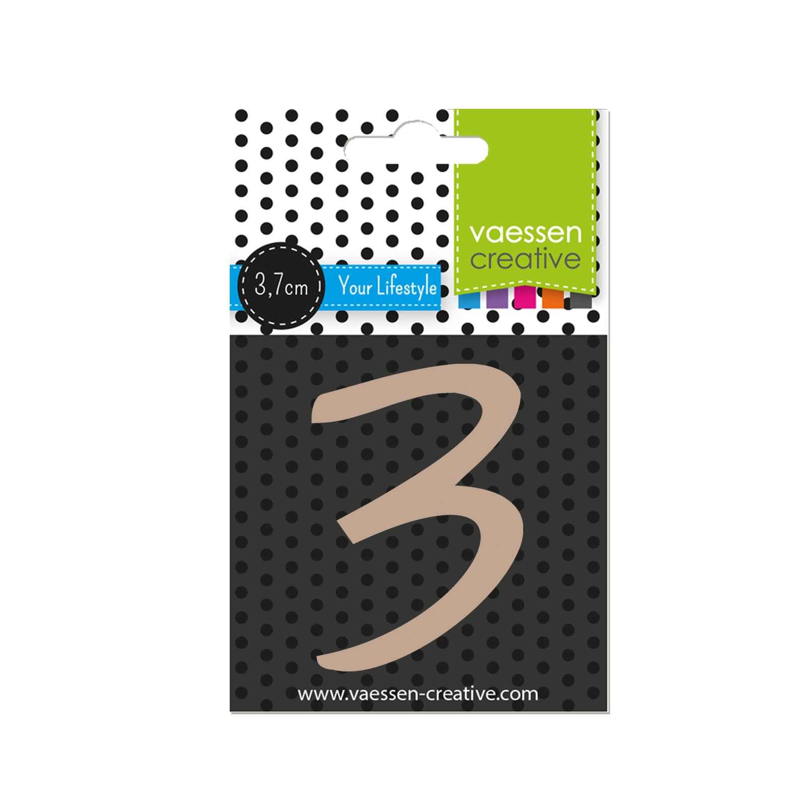 Vaessen creative • chiffre en bois 3 3,7cmx3mm