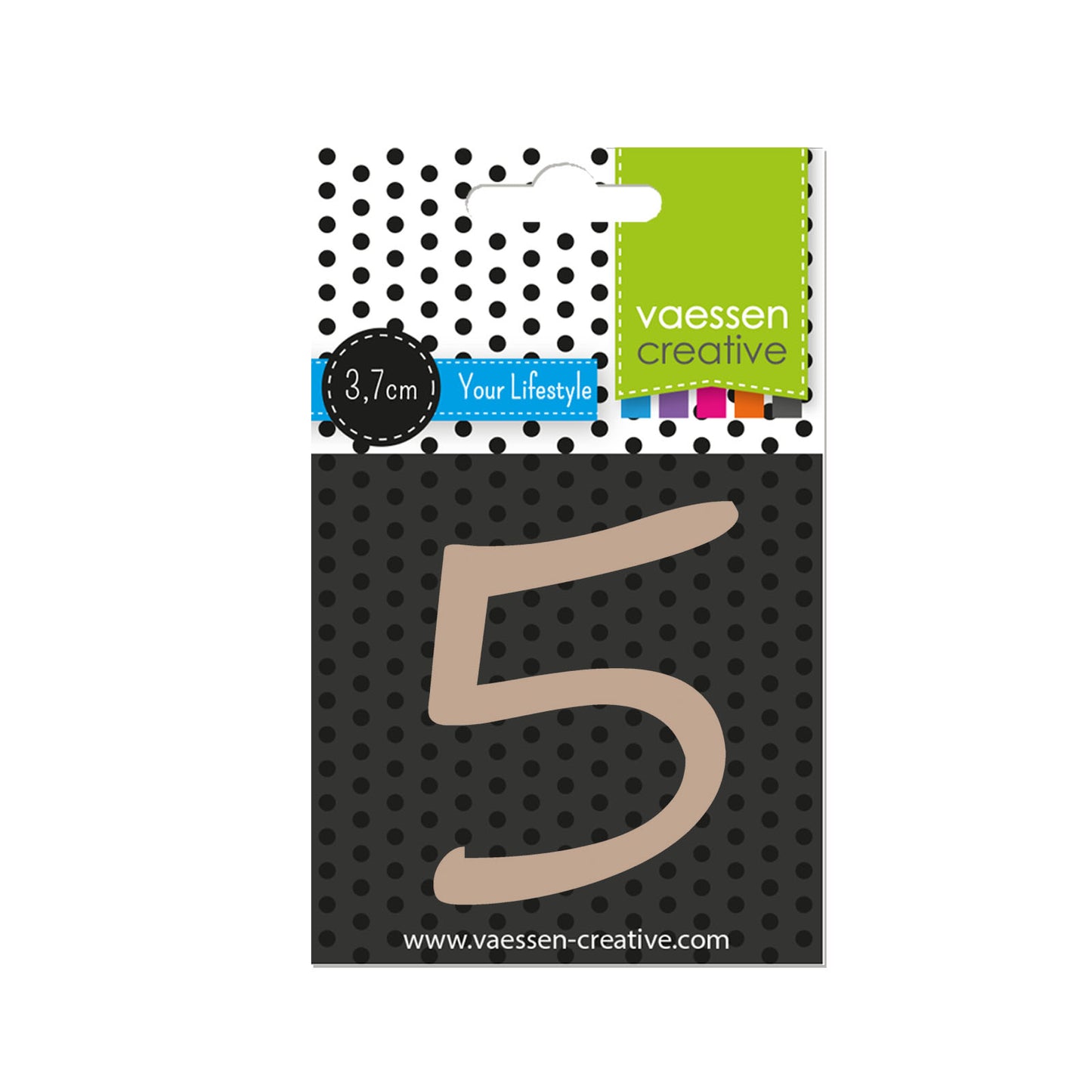 Vaessen creative • chiffre en bois 5 3,7cmx3mm