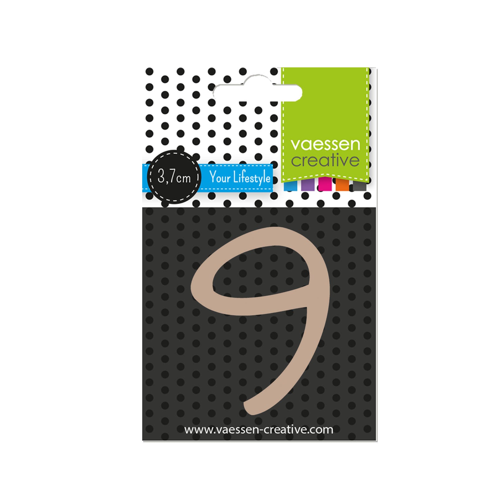 Vaessen creative • chiffre en bois 9 3,7cmx3mm