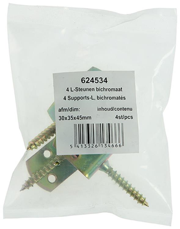 1015083 - 4 supports en L, bichromates 30x35x45mm | 10 pièces