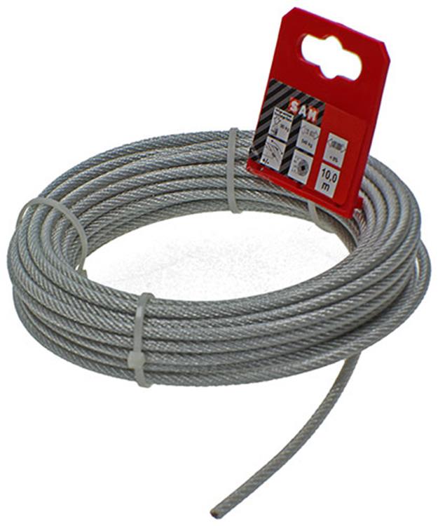 Mack 1015196 - câble acier gaine PVC 6x7 10m 3-4mm largeur 100kg din en12385-4 | 5 pièces