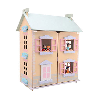 Maison de poupée en bois Joueco - incl. 15 meubles et 4 poupées
