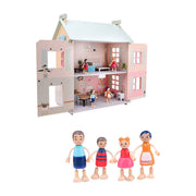 Maison de poupée en bois Joueco - incl. 15 meubles et 4 poupées - afbeelding 3