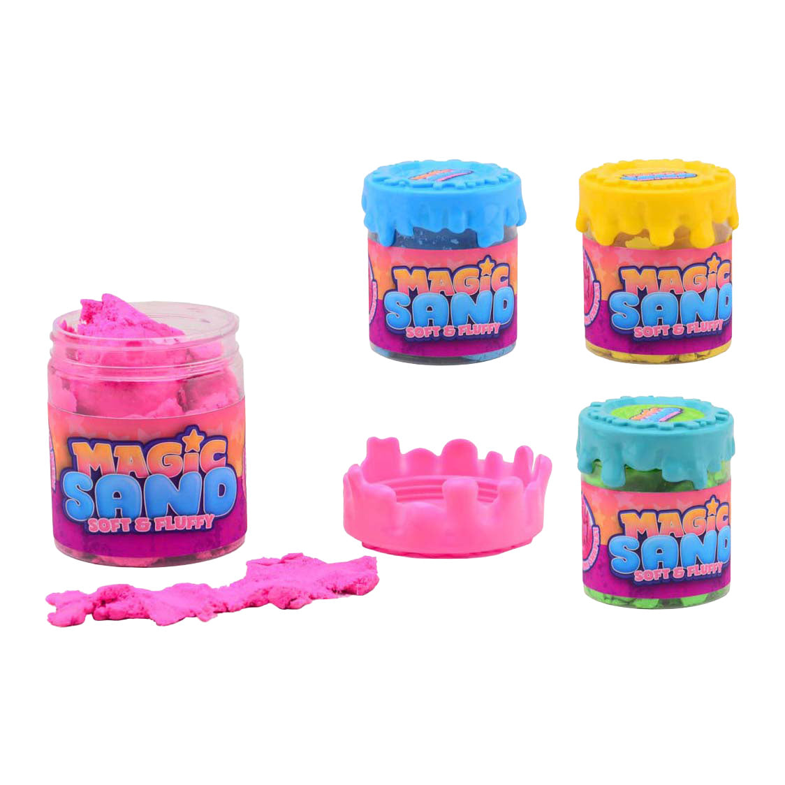 Sable de jeu coloré Johntoy en pot, 450gr.