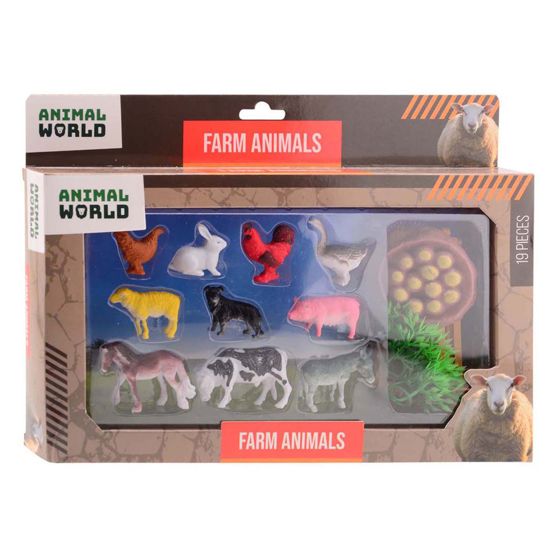 Johntoy ensemble de jeu d'animaux de la ferme 19 pièces en boîte