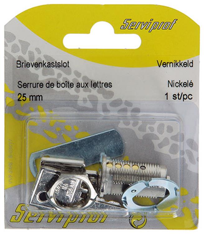 Mack 1014021 - serrure pour armoire aux lettres nickelée 25 mm | 5 pièces