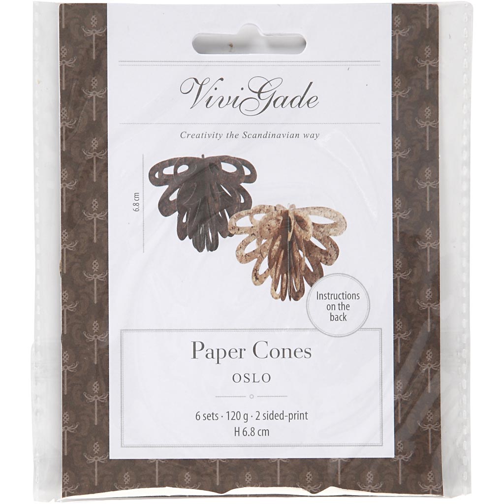 Cônes en papier Vivi Gade, h : 6,8 cm, 120 g, 6 pièces 1 boîte