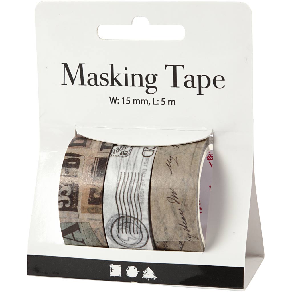 Ruban de masquage Creativ company, correspondance, l: 5 m, l: 15 mm, 3 rouleaux 1 carton
