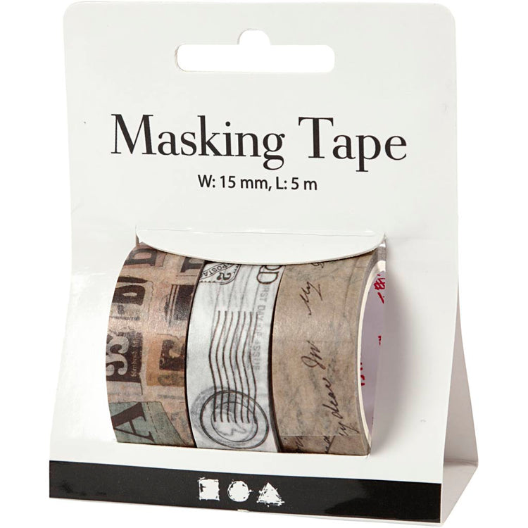 Ruban de masquage Creativ company, correspondance, l: 5 m, l: 15 mm, 3 rouleaux 1 carton