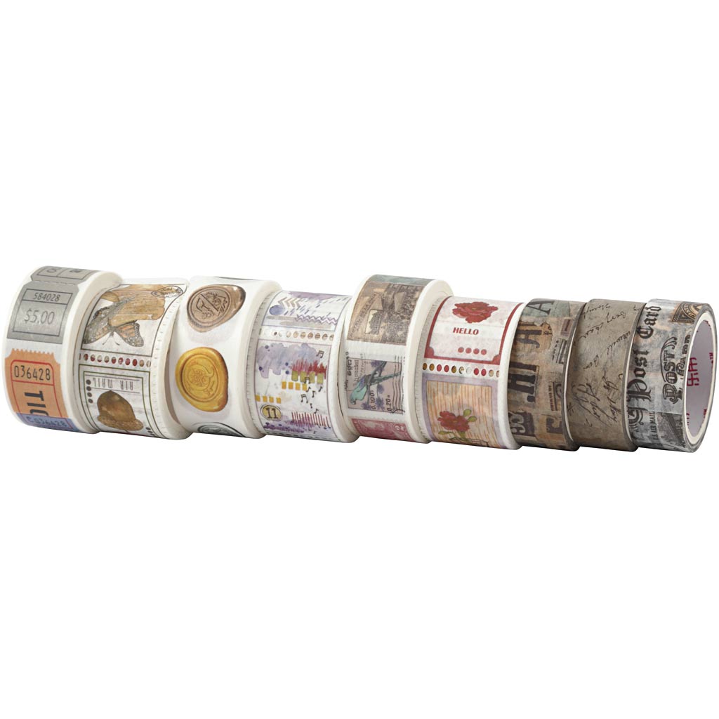 Ruban de masquage Creativ company, l: 3+5 m, l: 15+25 mm, 9 rouleaux 1 boîte