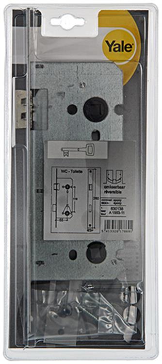 Yale 1019043 - 1 serrure de toilette double insert réversible BA1553 55mm | 3 pièces