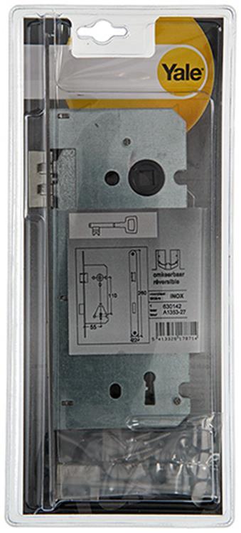 Yale 1019045 - 1 serrure double mortaise g d acier inoxydable a1353-27 55mm | 1 pièce