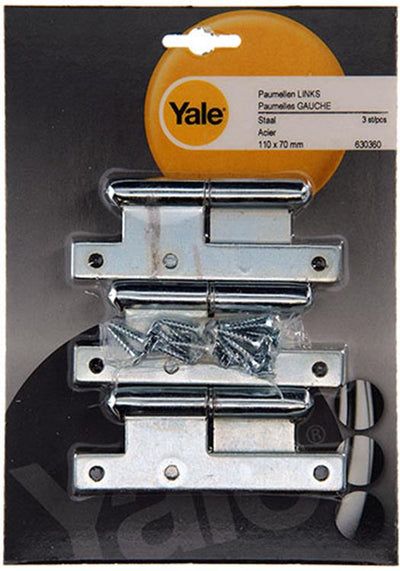 Yale 1019128 - 3 charnières en acier bichromaté l 110x70mm | 2 pièces