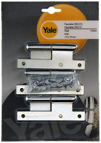 Yale 1019129 - 3 charnières en acier bichromaté r 110x70mm | 2 pièces