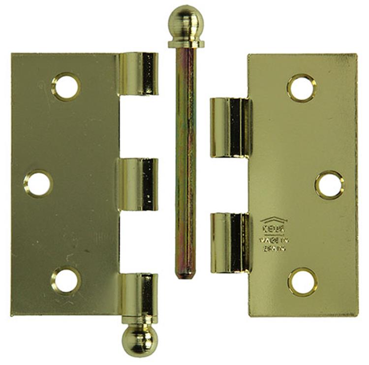 Yale 1019144 - 3 charnières à bouton sphérique laitonné 76x76mm | 2 pièces