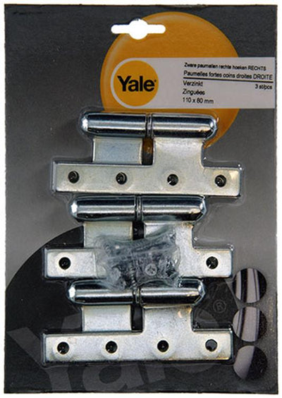 Yale 1019150 - 3 charnières lourdes, coin droit, droite 110x80mm | 2 pièces