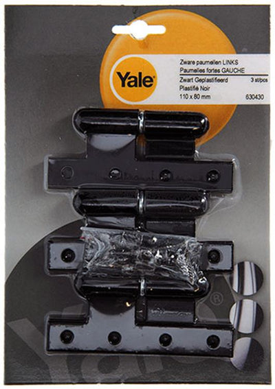 Yale 1019163 - 3 charnières lourdes plâtrées noires, gauche 110x80mm | 2 pièces