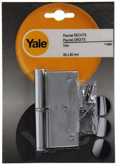 Yale 1019167 - 1 charnière inox droite avec angle droit 80 x 82 | 2 pièces