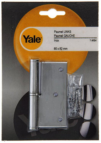 Yale 1019168 - 1 charnière inox gauche avec angle droit 80 x 82 | 2 pièces