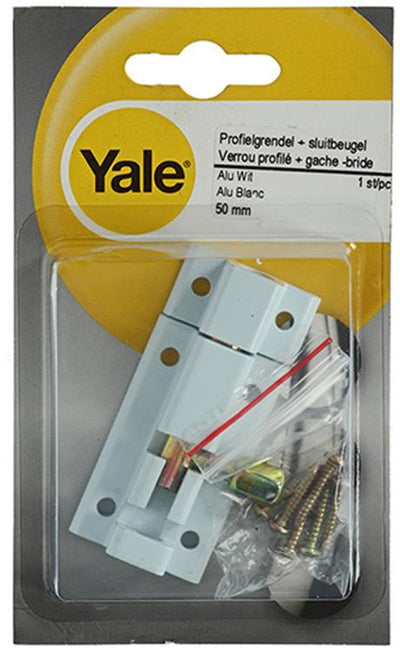 Yale 1019184 - loquet profilé avec support de verrouillage, blanc 50 mm | 5 pièces