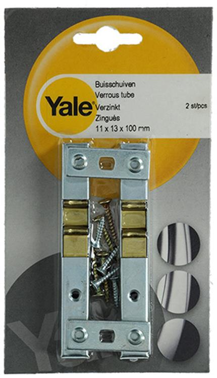 Yale 1019212 - 2 glissières en tube galvanisé 11x13mm 100mm | 2 pièces