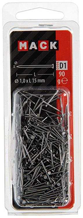 Mack 1017113 - clou tête plate 90 gr 1,0 x 15 mm | 5 pièces