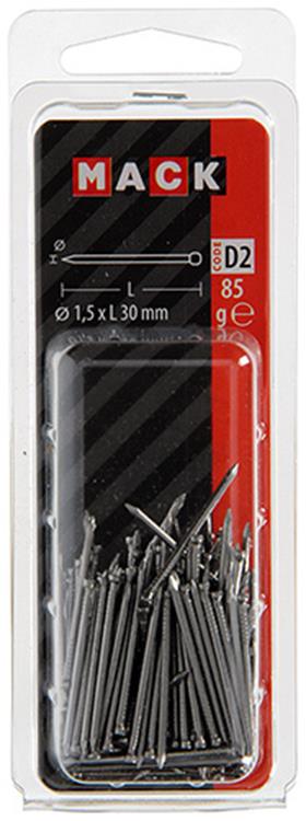 Mack 1017131 - clou fin tête ronde 85 gr 1,5 x 30 mm | 5 pièces