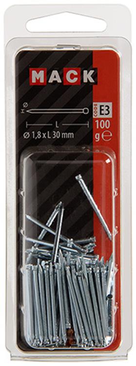 Mack 1017158 - clou tête ronde acier galvanisé 100 gr 1,8 x 30 mm | 5 pièces