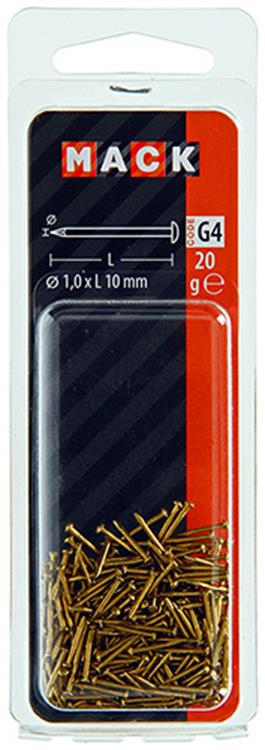 Mack 1017166 - clou tête convexe laiton 20 gr 1.0 x 10 mm | 10 pièces