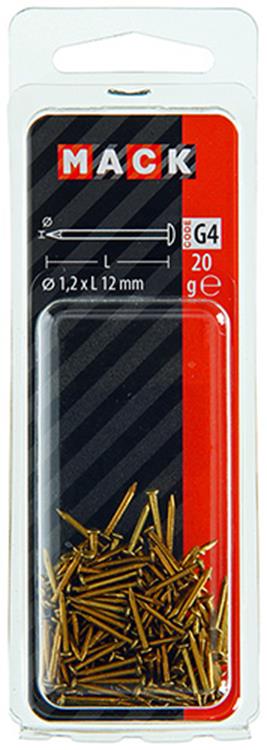 Mack 1017167 - clou tête convexe laiton 20 gr 1,2 x 12 mm | 10 pièces