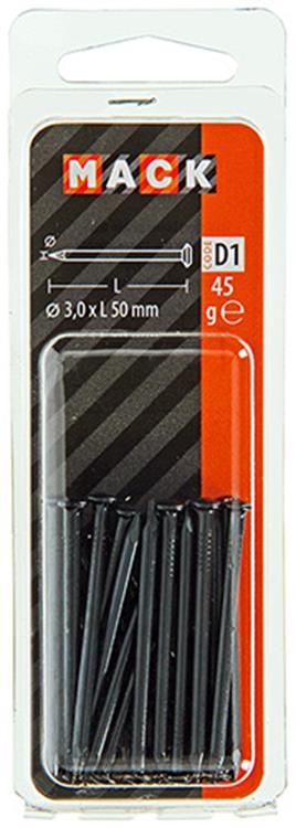 Mack 1017182 - clou en acier bvk acier bleui 45 gr 3,0 x 50 mm | 10 pièces